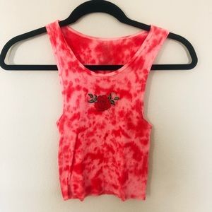 Rose red tie dye tank top